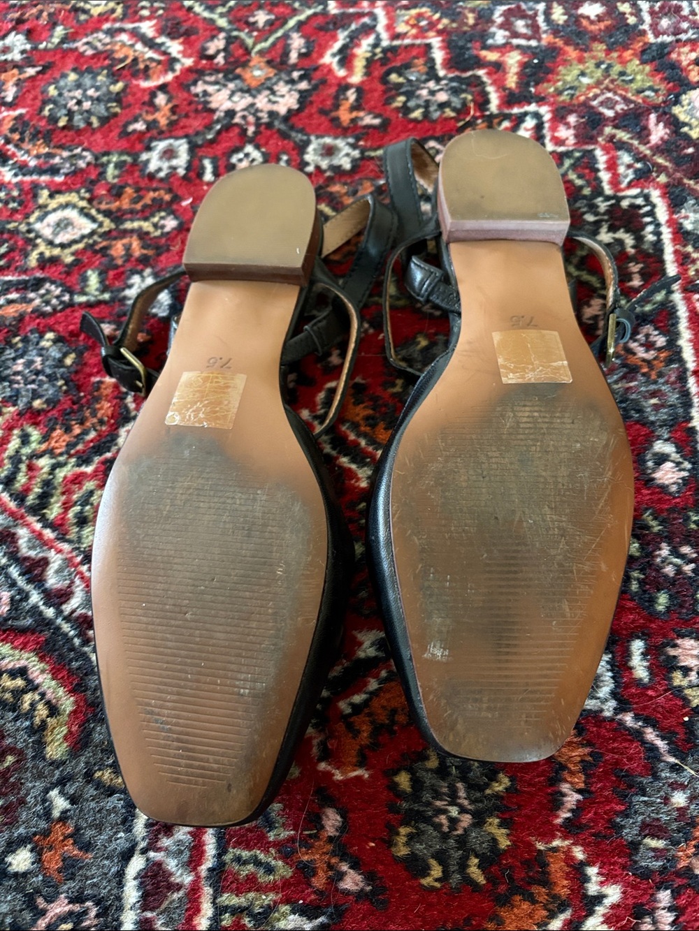 Madewell Jeanne Black Leather Square-Toe Slingback Mules - Picture 3 of 3